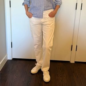 Anthropologie Pilcro size 28 white embroidered jeans